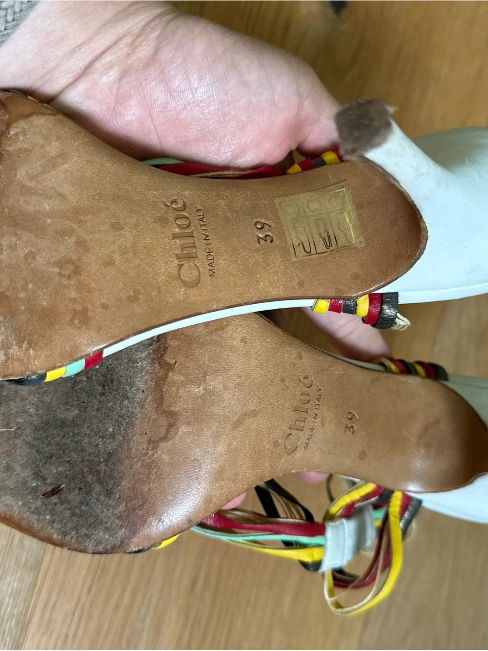 Chloé Y2K Multicolor Strappy Leather Sandal Heels Sz 39